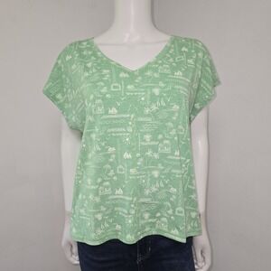 Talbots Supersoft Jersey V-Neck Tee Top Size XLP Petite Seaside Villa Green NWT
